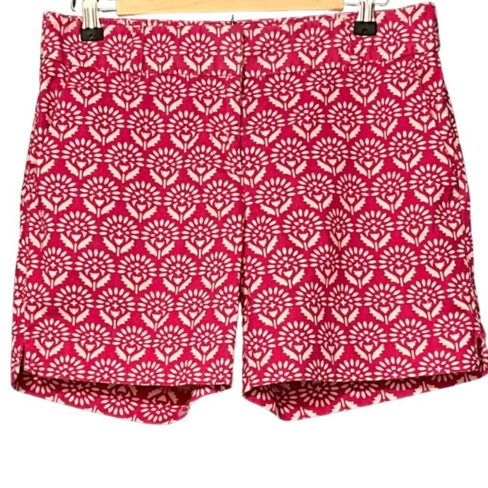 Ann Taylor Loft High Rise The Rivera Shorts In Hot Pink And White Geo Floral
